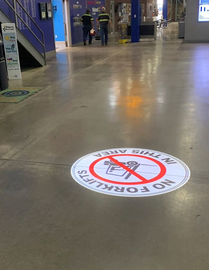 Laserglow's SafetyCast "No Forklift" Signage