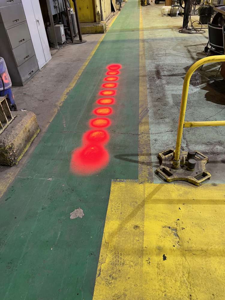 Projected red line of dots