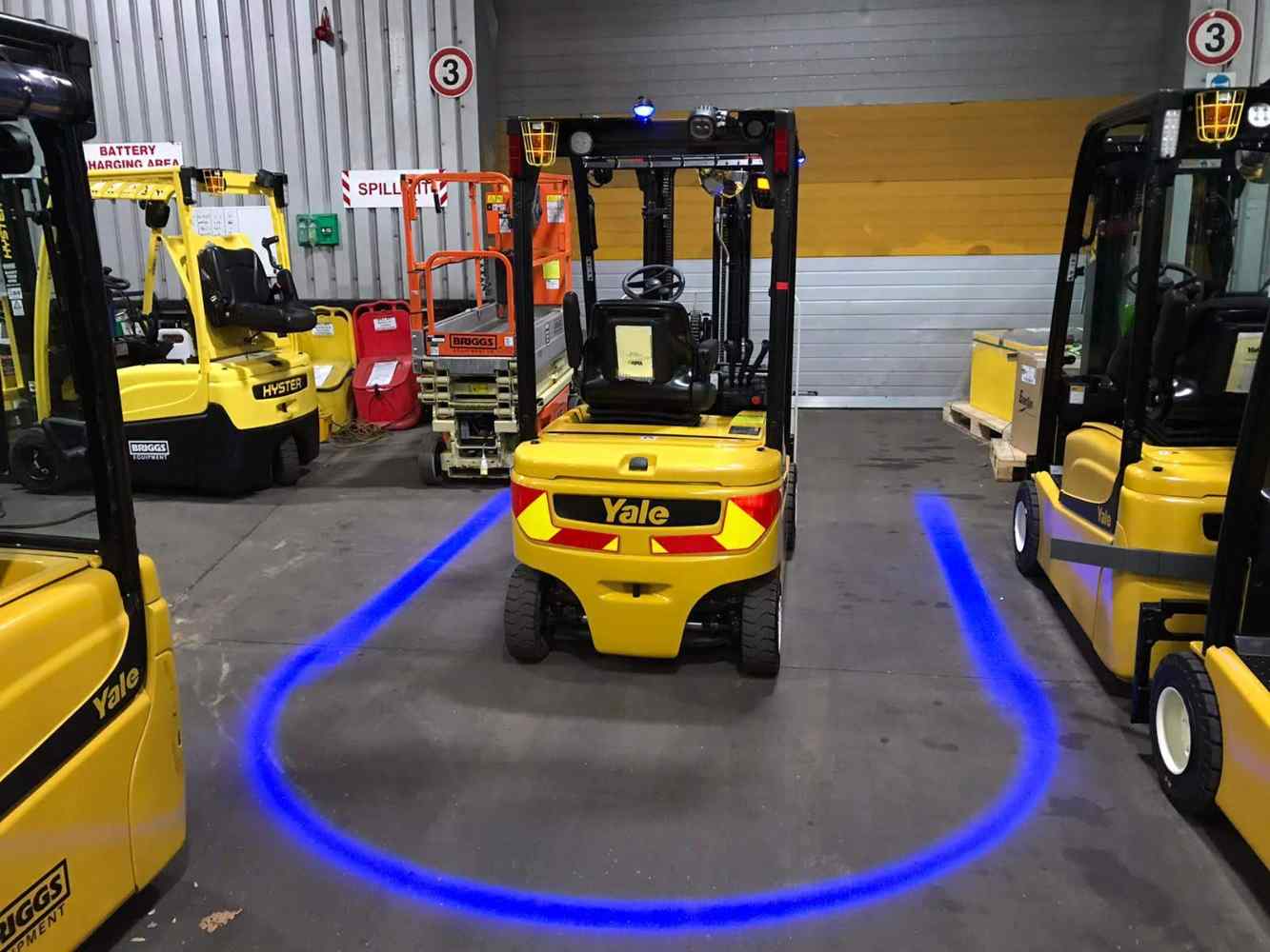 Blue Arc projected around the forklift