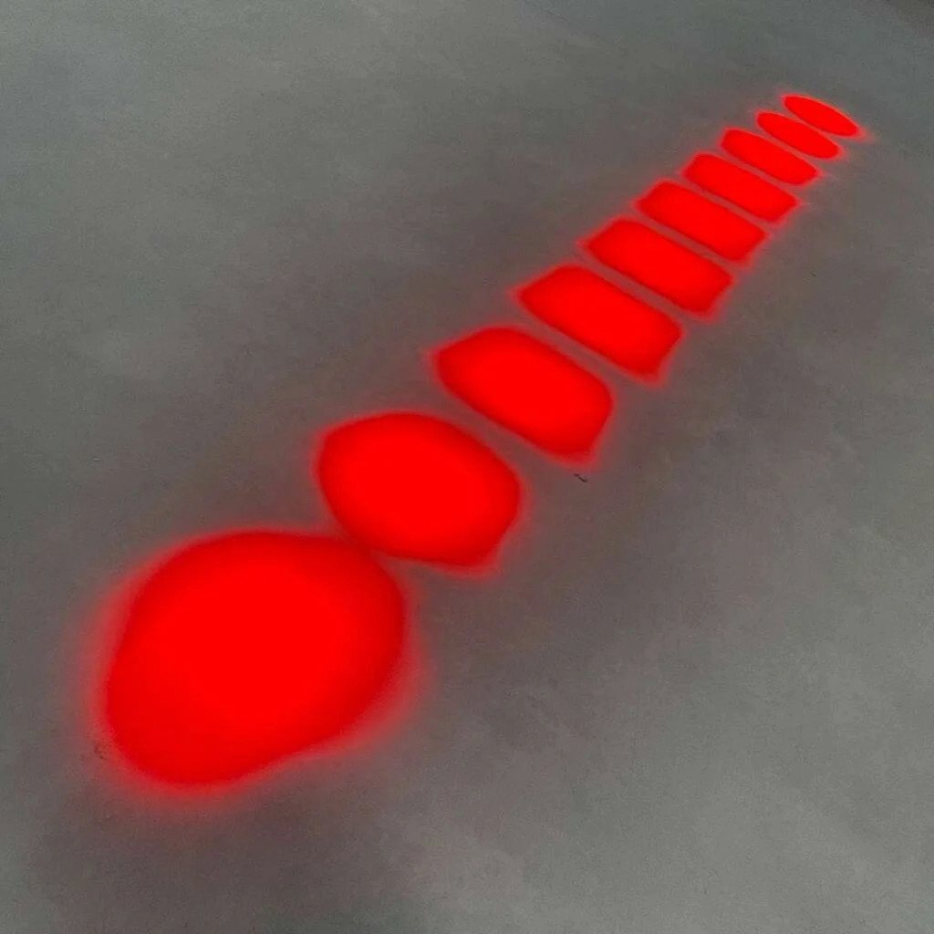 Projected red line of dots